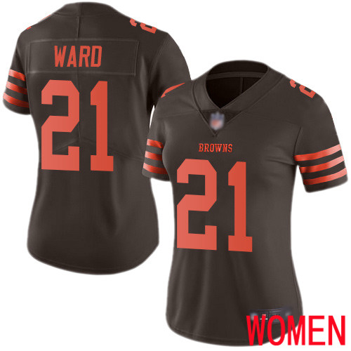 Cleveland Browns Denzel Ward Women Brown Limited Jersey #21 NFL Football Rush Vapor Untouchable